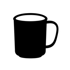 Simple black silhouette of a coffee mug, empty and ready for filling