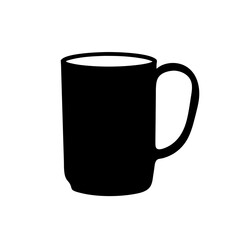 Silhouette of a Black Mug with a Handle on White Background