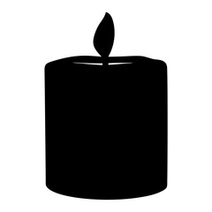Silhouette of a burning candle, symbolizing warmth, light, and peace