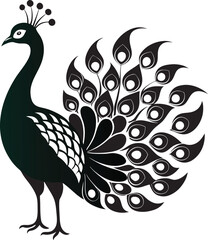 Peacock silhouette vector illustration on white background