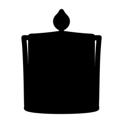 Simple black silhouette of a candle with a lit flame on top