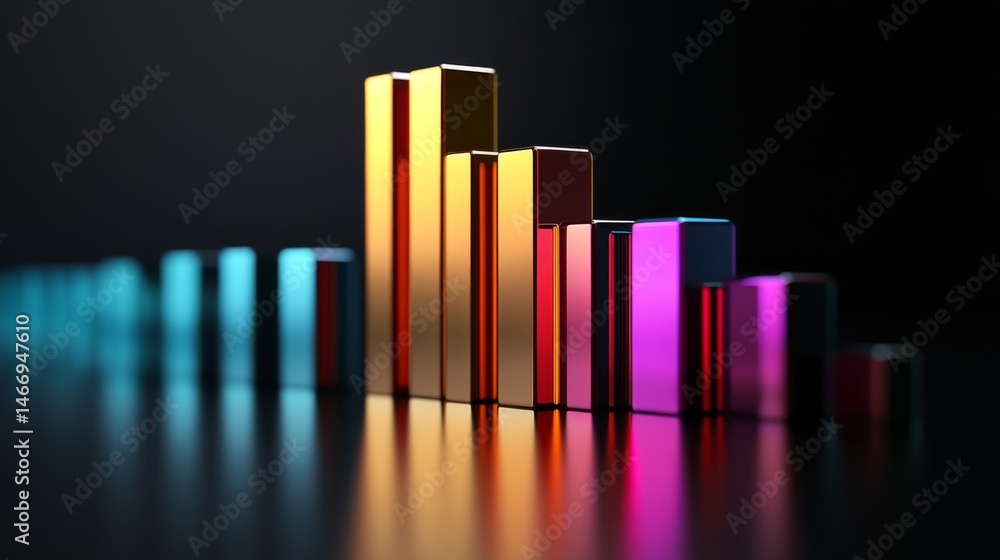 Fototapete a professional business bar graph displaying sales data, with colorful bars on a sleek dark backgrou