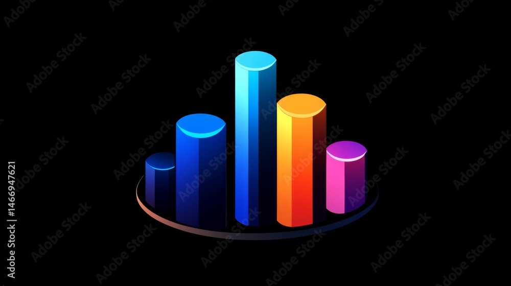 Poster a professional business bar graph displaying sales data, with colorful bars on a sleek dark backgrou