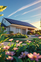 Solar panels on the roof of the house 