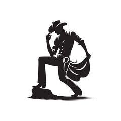 Western Pose Vector Silhouette, Cowboy Stance, Wild West, Rodeo Style, Cowboy Action, Western Rider, Old West, Biker Attitude
