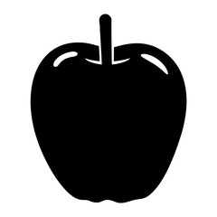 Obraz premium Stylized black apple illustration with a simple stem and highlights