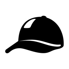 Monochrome illustration of a baseball cap, simple style, isolated on white