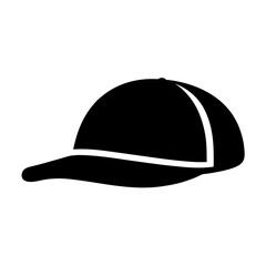 Silhouette of a black baseball cap with simple, clear design lines