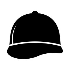 Black and white silhouette of a baseball cap with a button