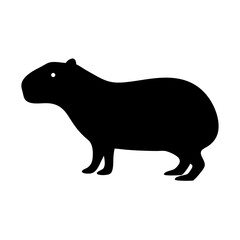 Silhouette of a Capybara Standing Calmly on a White Background