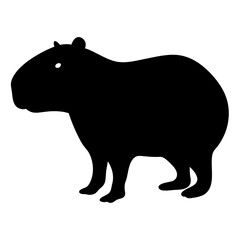 Silhouette of a Capybara, a Large South American Rodent, Standing Profile