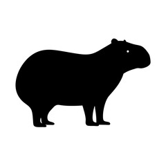 Monochromatic Capybara Silhouette Isolated on White Background Depicting Its Distinctive Features