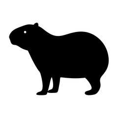 Black silhouette of a capybara standing on a white background image