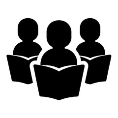 Group of people reading books together in a learning environment silhouette