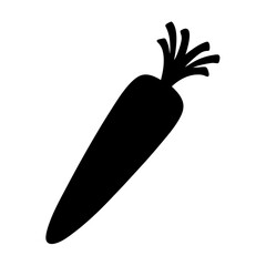 Stylized Silhouette of a Single Carrot with Green Top, simple, isolated