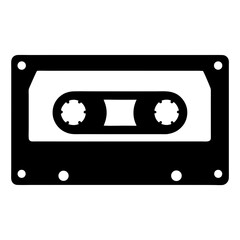 Black and white image of a cassette tape for music recording