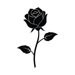 Single Rose Bud Vector Silhouette