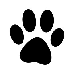 Black paw print icon on a white background animal illustration