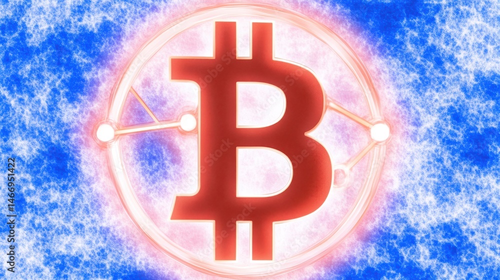 Poster digital cryptocurrency concept with bitcoin symbol surrounded by energy and technology elements in v