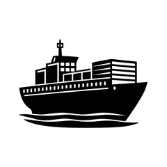 cargo ship vector silhouette