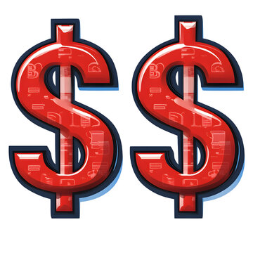 Dollar increase and dollar decrease symbol set. Vector --v 6.1 --s 750 --raw