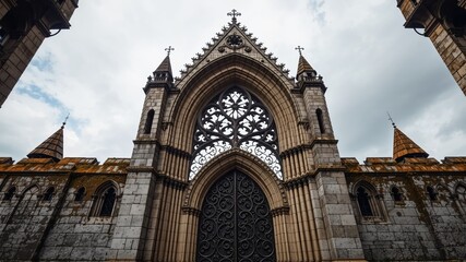 Fototapeta premium Aged Gothic Doorway and Towers