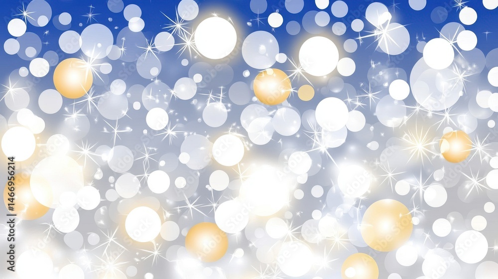 Poster soft bokeh background with sparkles and light flare in blue and white hues for elegant and festive d