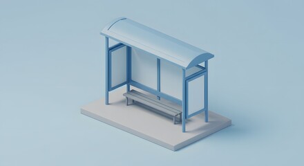Isometric Minimalist Bus Stop Shelter Design
