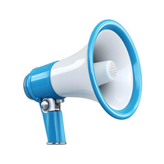 Stylish Blue and White Megaphone, Isolated on Transparent Background