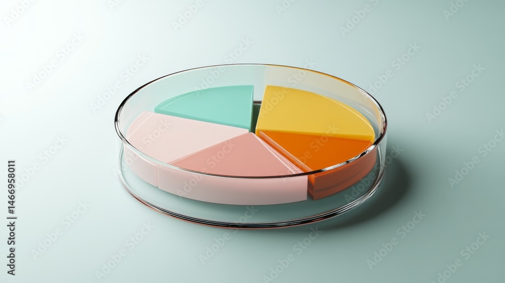 Poster a visually appealing d pie chart with a transparent background, featuring segments in pastel colors,