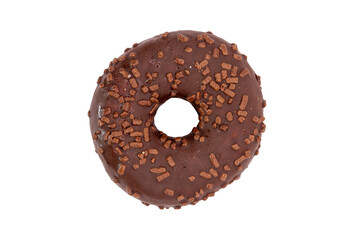 Donut au chocolat vue de dessus au format PNG pour incrustation