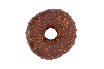 Donut au chocolat vue de dessus au format PNG pour incrustation