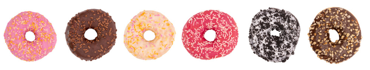 Pack de 6 donuts vue de dessus au format PNG