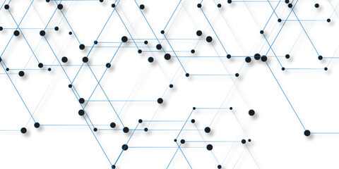 Abstract blue lines and nodes forming a network on a white background perfect for technological or communication design