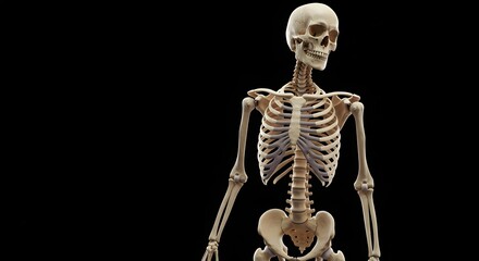 Human Skeleton Isolated on Black Background