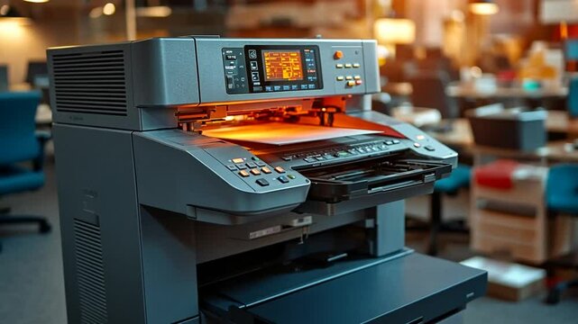 Modern multifunction printer in office setting