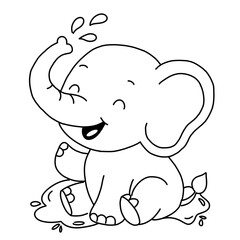 Elephant, colouring book for kids,