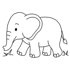 Elephant, colouring book for kids,