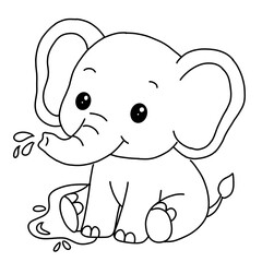 Elephant, colouring book for kids,