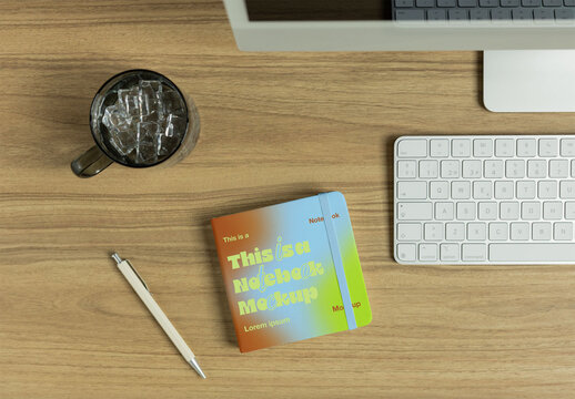 Notebook Mockup on Desk