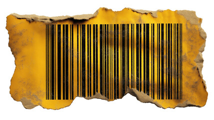  unique golden barcode design on textured paper isolated on white background