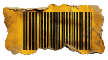  unique golden barcode design on textured paper isolated on white background