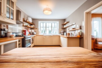 Naklejka premium Rustic Kitchen Interior with Natural Wood Accents and Warm Lighting Atmosphere