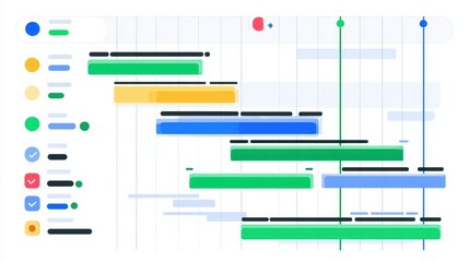 Colorful project timeline graphic design illustration.