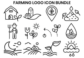 Farming logo icon Bundle vector illustration 