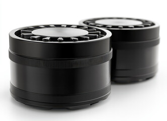 Modern Black Grinder Duo Isolated on White Background for Culinary and Industrial Use