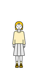 全身のポーズ_シンプルな私服の女の子01