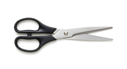 Fototapeta premium Black-Handled Stainless Steel Scissors on White Background