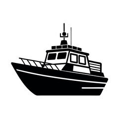 Obraz premium patrol boat vector silhouette