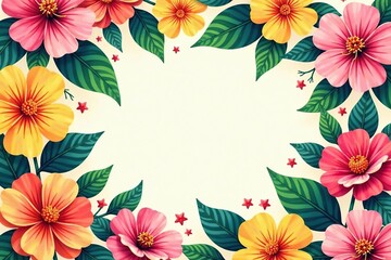 Bold, vibrant floral pattern for summer promotional material , advertising, colorful pattern